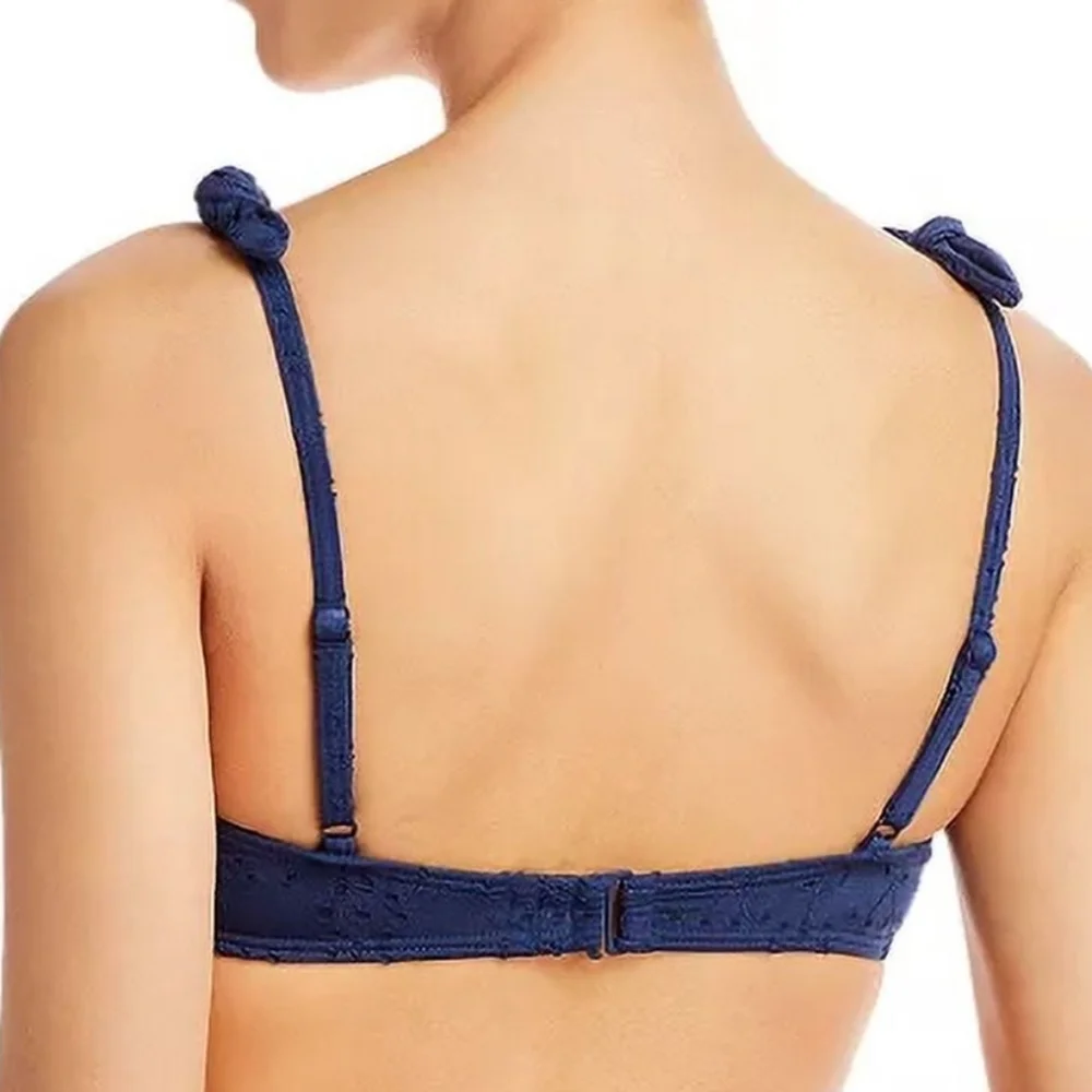 Aqua Blue Textured Bikini Top, Xsmall